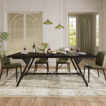 Wooden Farmhouse Dining Table for 4-6 People, 70.8"W x 27.5"D x 29"H