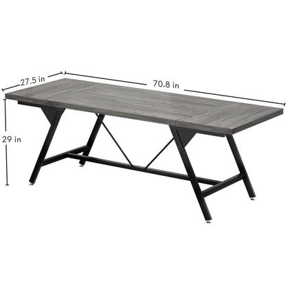 Wooden Farmhouse Dining Table for 4-6 People, 70.8"W x 27.5"D x 29"H