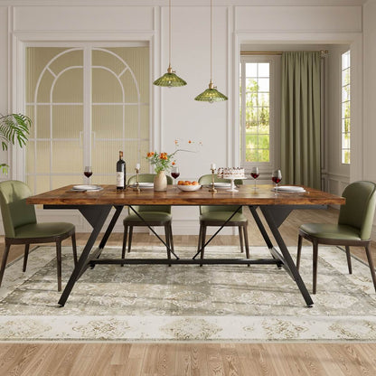Wooden Farmhouse Dining Table for 4-6 People, 70.8"W x 27.5"D x 29"H