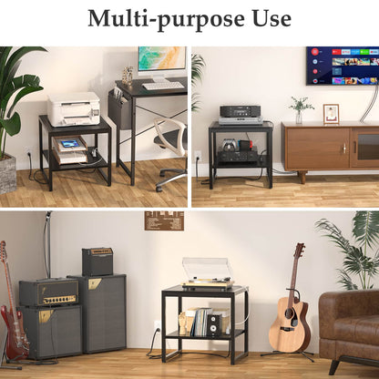 20'' Wide 2-Tier Square End Table with USB Ports and AC Ports