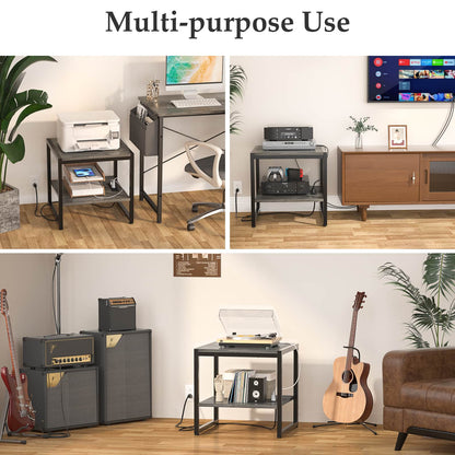 20'' Wide 2-Tier Square End Table with USB Ports and AC Ports