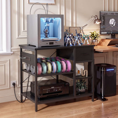 3D Printer Stand with Filament Starage and Charging Station, 3-Tier 3D Printer Tabel with Fabric Drawer