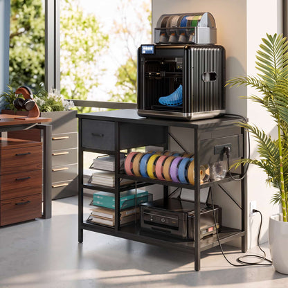 3D Printer Stand with Filament Starage and Charging Station, 3-Tier 3D Printer Tabel with Fabric Drawer