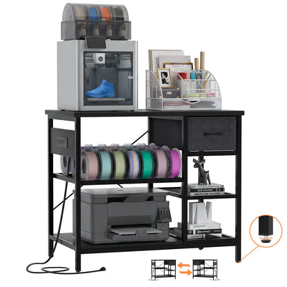3D Printer Stand with Filament Starage and Charging Station, 3-Tier 3D Printer Tabel with Fabric Drawer