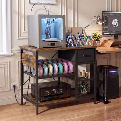 3D Printer Stand with Filament Starage and Charging Station, 3-Tier 3D Printer Tabel with Fabric Drawer