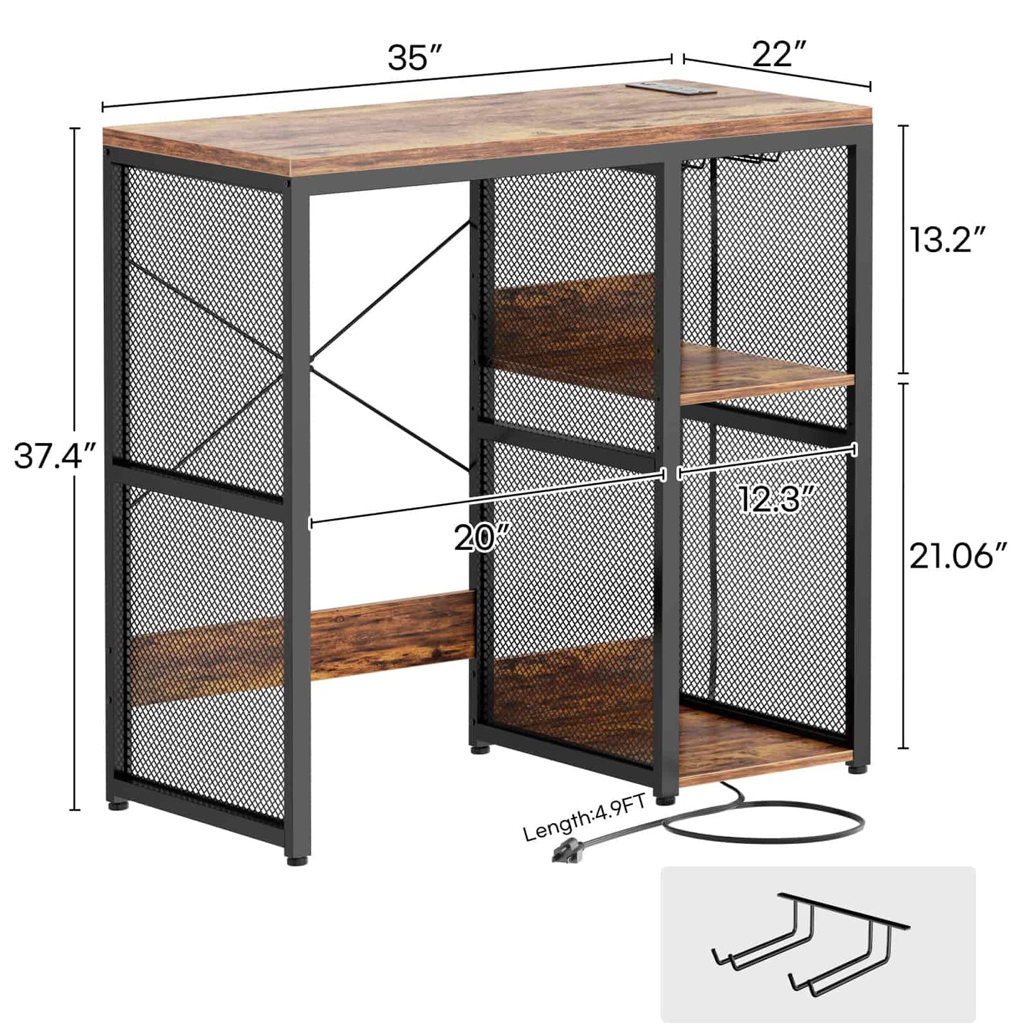 Small Wine Bar Cabinet with Mini Fridge Space and Power Outlet