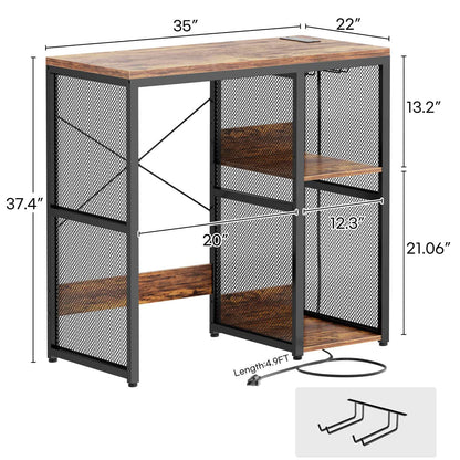 Small Wine Bar Cabinet with Mini Fridge Space and Power Outlet