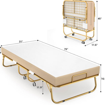 Folding Bed with Memory Foam Mattress, 75' x 31'