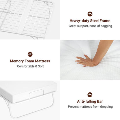 Twin Size Folding Bed with Mattress, 75'' x 38''