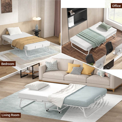 Twin Size Folding Bed with Mattress, 75'' x 38''