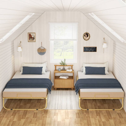 Twin Size Folding Bed with Mattress, 75'' x 38''