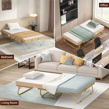 Twin Size Folding Bed with Mattress, 75'' x 38''