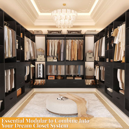 47.2'' All-in-One Closet Organizer System with Drawers,Pant Rack & Hanging Rods