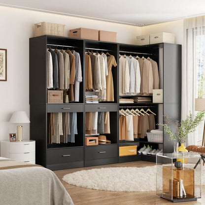 47.2'' All-in-One Closet Organizer System with Drawers,Pant Rack & Hanging Rods