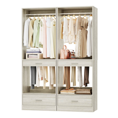 47.2'' All-in-One Closet Organizer System with Drawers,Pant Rack & Hanging Rods