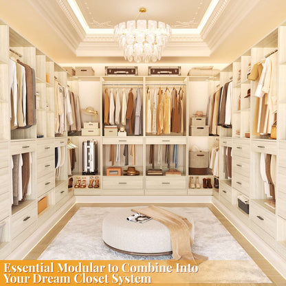 47.2'' All-in-One Closet Organizer System with Drawers,Pant Rack & Hanging Rods