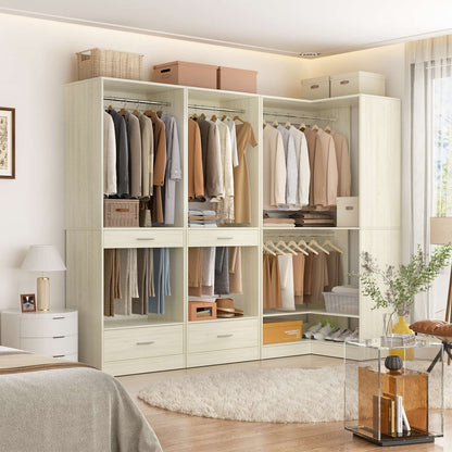47.2'' All-in-One Closet Organizer System with Drawers,Pant Rack & Hanging Rods