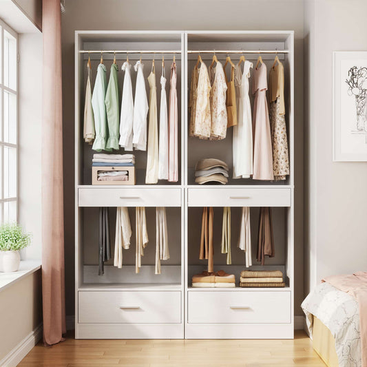 47.2'' All-in-One Closet Organizer System with Drawers,Pant Rack & Hanging Rods