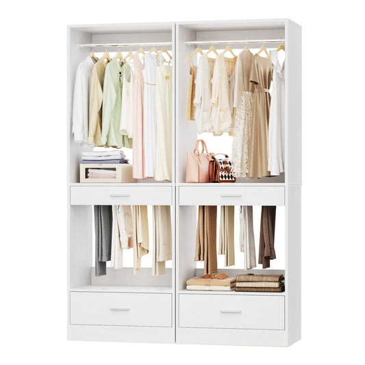 47.2'' All-in-One Closet Organizer System with Drawers,Pant Rack & Hanging Rods
