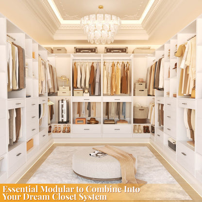 47.2'' All-in-One Closet Organizer System with Drawers,Pant Rack & Hanging Rods