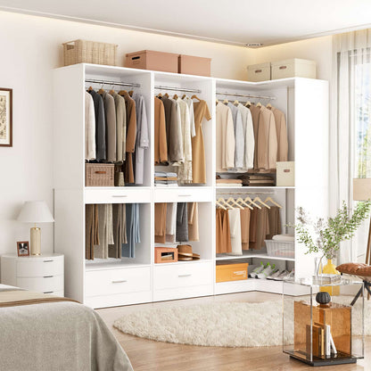 47.2'' All-in-One Closet Organizer System with Drawers,Pant Rack & Hanging Rods
