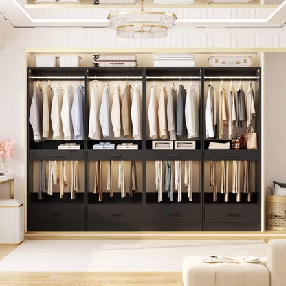 94.4''(7.9ft) Walk-in Closet Organizers with Drawers, Hanging Rods, and Pant Racks
