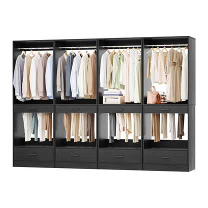 94.4''(7.9ft) Walk-in Closet Organizers with Drawers, Hanging Rods, and Pant Racks