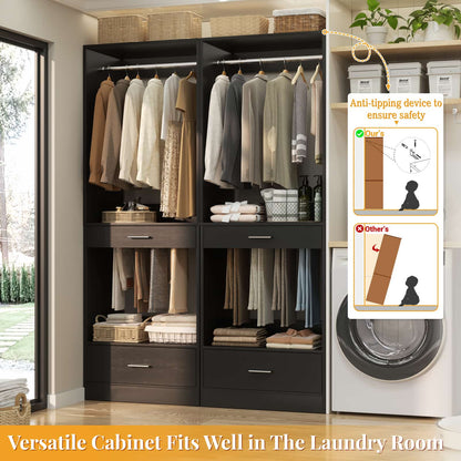 94.4''(7.9ft) Walk-in Closet Organizers with Drawers, Hanging Rods, and Pant Racks