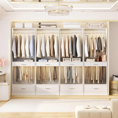 94.4''(7.9ft) Walk-in Closet Organizers with Drawers, Hanging Rods, and Pant Racks