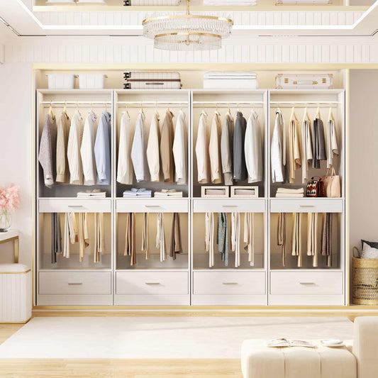 94.4''(7.9ft) Walk-in Closet Organizers with Drawers, Hanging Rods, and Pant Racks