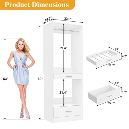 94.4''(7.9ft) Walk-in Closet Organizers with Drawers, Hanging Rods, and Pant Racks