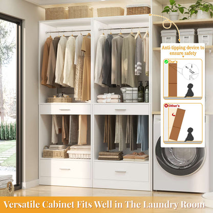 94.4''(7.9ft) Walk-in Closet Organizers with Drawers, Hanging Rods, and Pant Racks