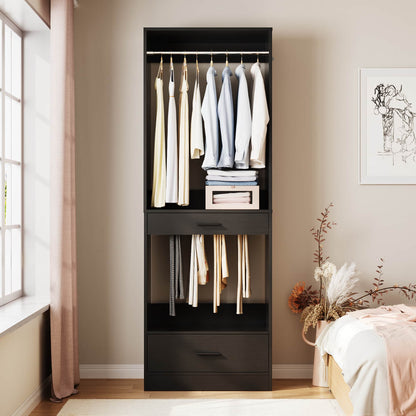 23.6" Walk-in Closet Organizer with Drawer, Pant Rack, and Hanging Rod