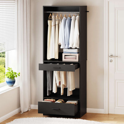 23.6" Walk-in Closet Organizer with Drawer, Pant Rack, and Hanging Rod