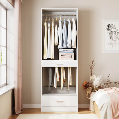 23.6" Walk-in Closet Organizer with Drawer, Pant Rack, and Hanging Rod