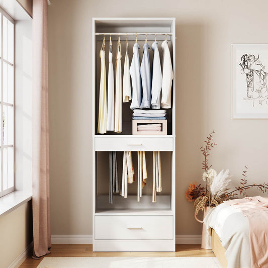 23.6" Walk-in Closet Organizer with Drawer, Pant Rack, and Hanging Rod