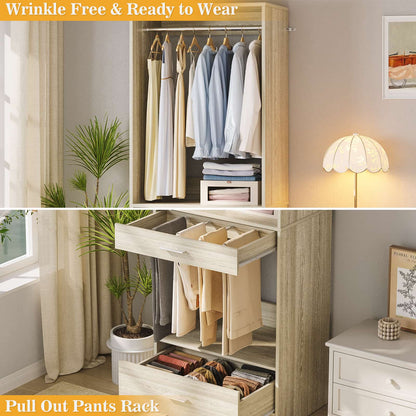 23.6" Walk-in Closet Organizer with Drawer, Pant Rack, and Hanging Rod