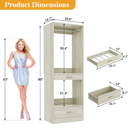 23.6" Walk-in Closet Organizer with Drawer, Pant Rack, and Hanging Rod