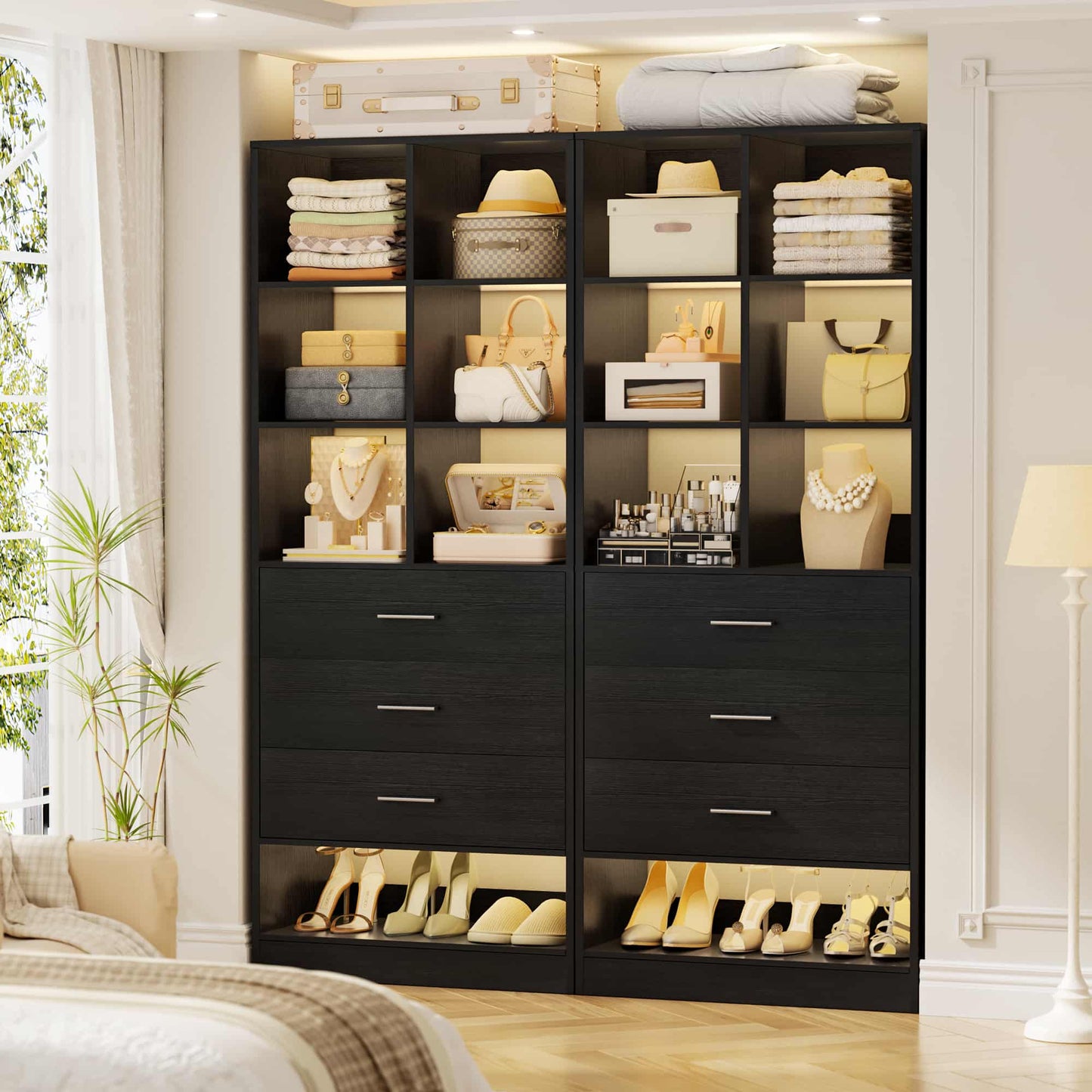 47.2" Modular Closet System Set of 2 with 6 Drawers and 12 Cube Storage