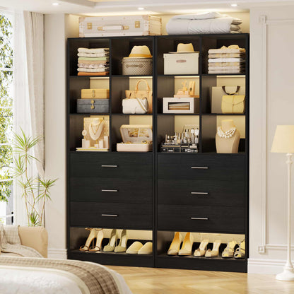 47.2" Modular Closet System Set of 2 with 6 Drawers and 12 Cube Storage