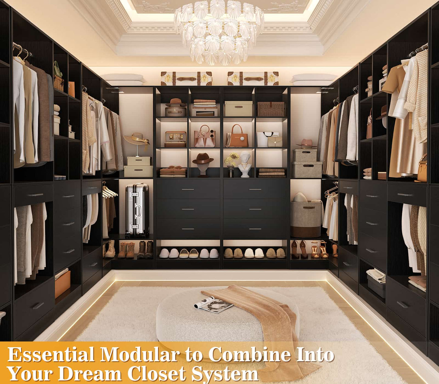 47.2" Modular Closet System Set of 2 with 6 Drawers and 12 Cube Storage