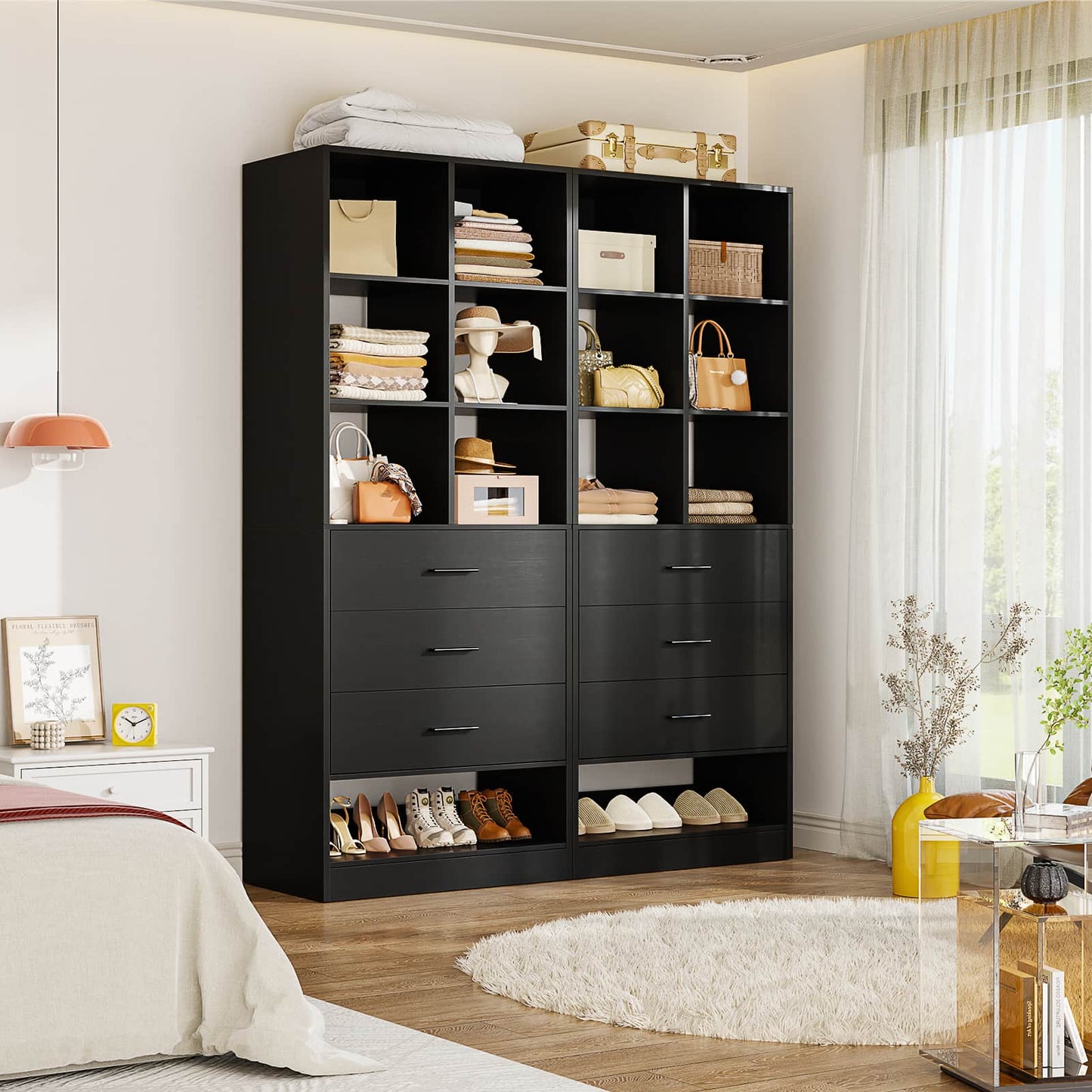 47.2" Modular Closet System Set of 2 with 6 Drawers and 12 Cube Storage