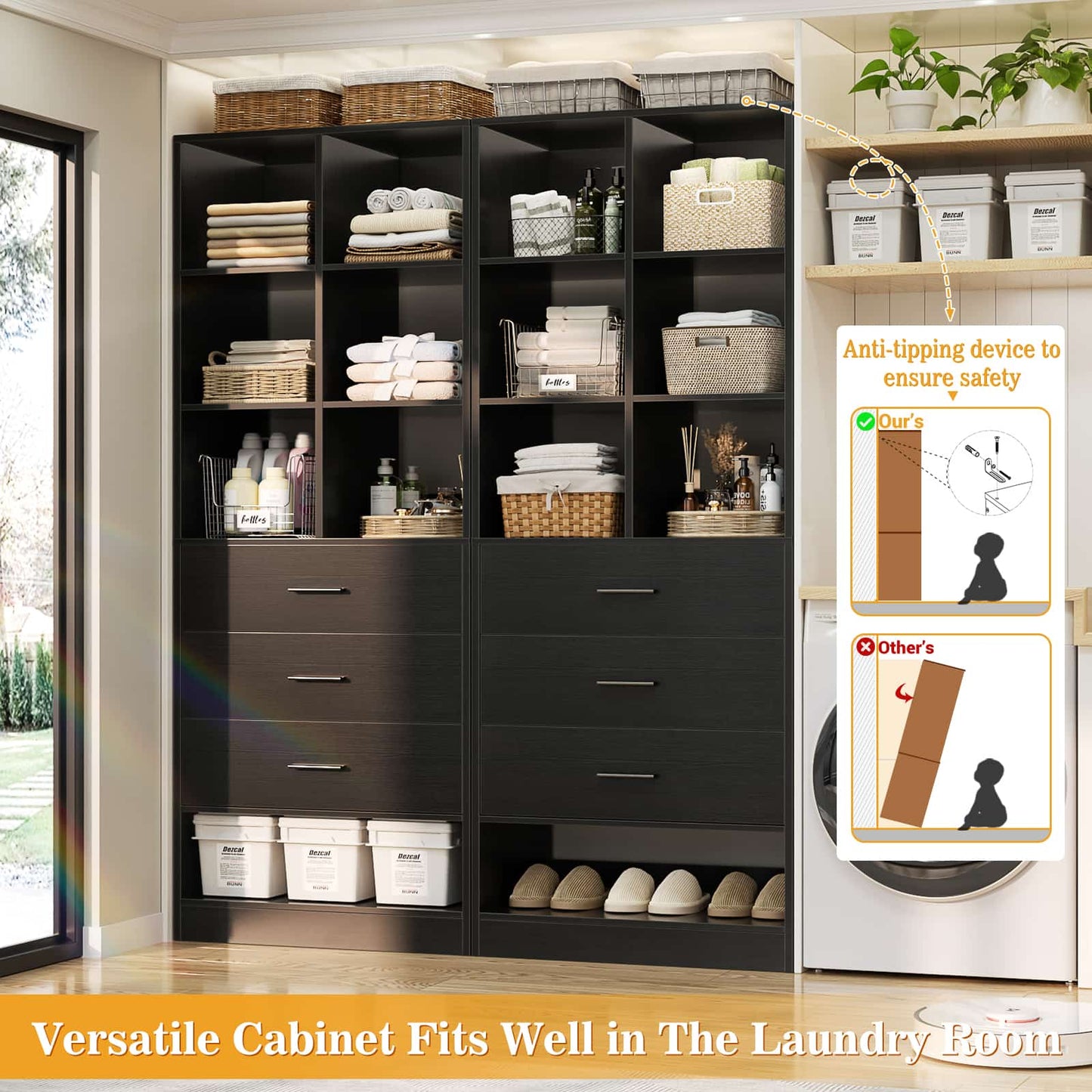 47.2" Modular Closet System Set of 2 with 6 Drawers and 12 Cube Storage