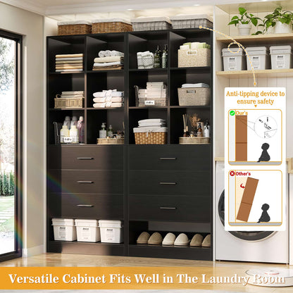 47.2" Modular Closet System Set of 2 with 6 Drawers and 12 Cube Storage