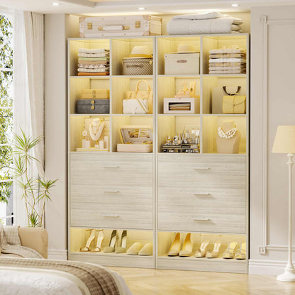 47.2" Modular Closet System Set of 2 with 6 Drawers and 12 Cube Storage