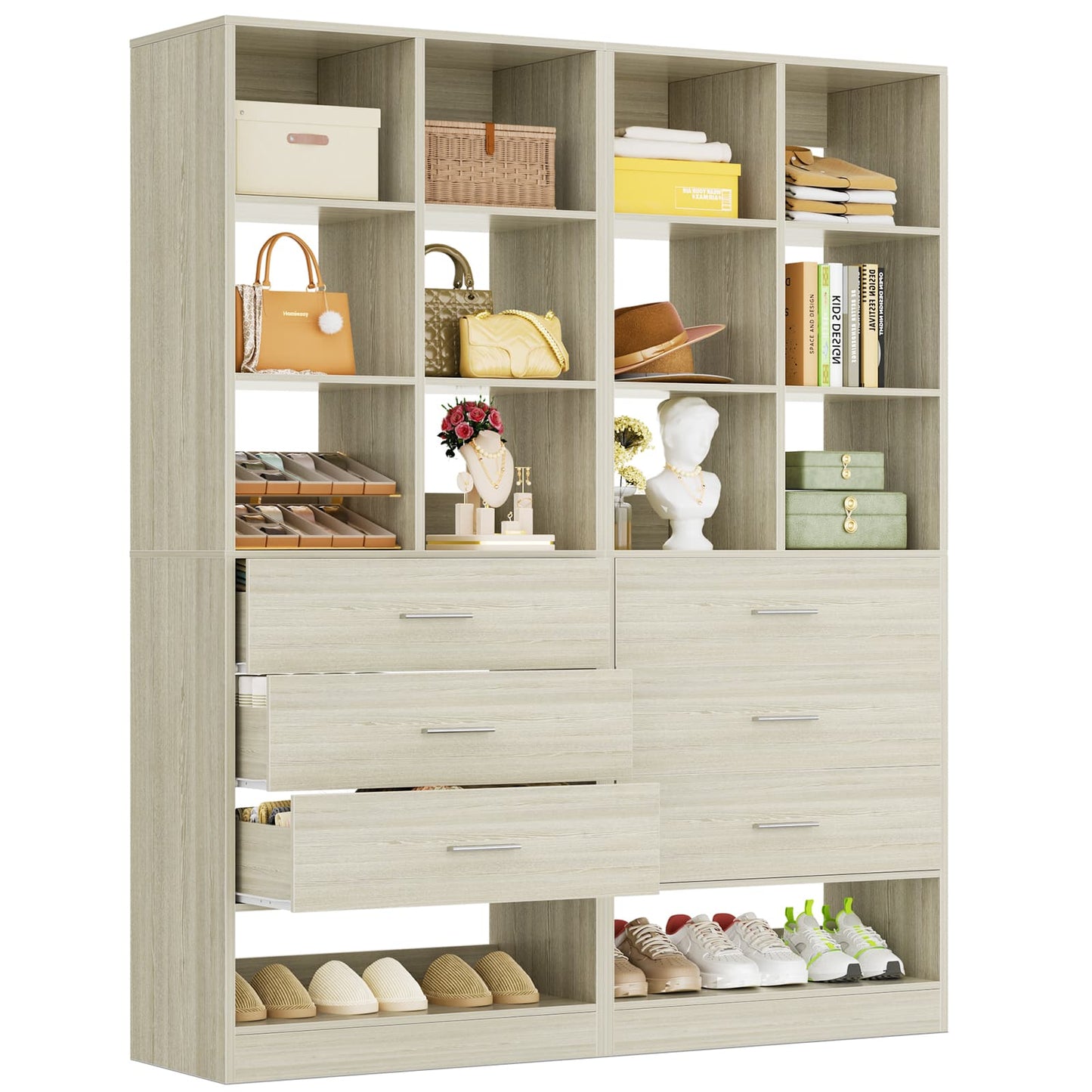47.2" Modular Closet System Set of 2 with 6 Drawers and 12 Cube Storage