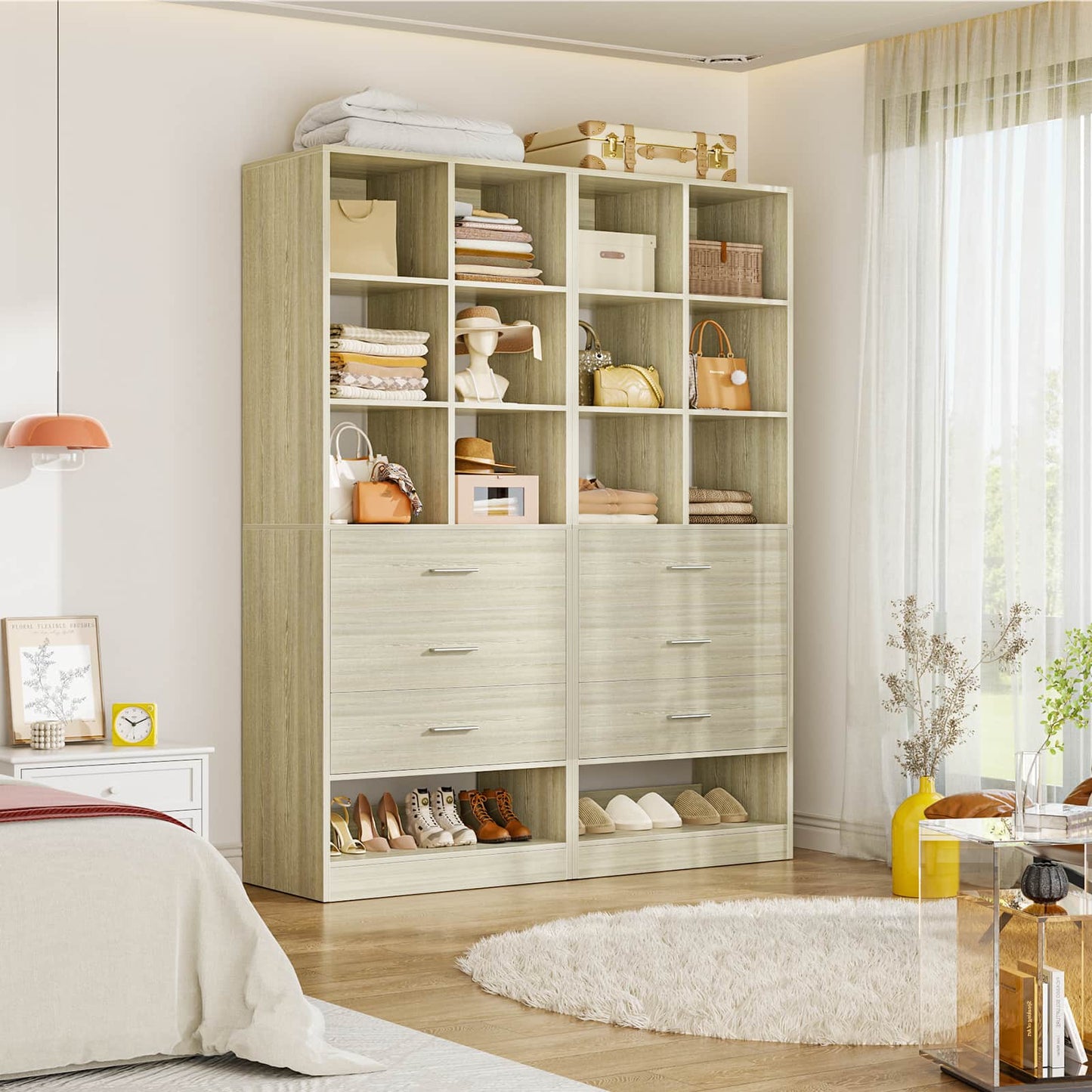 47.2" Modular Closet System Set of 2 with 6 Drawers and 12 Cube Storage