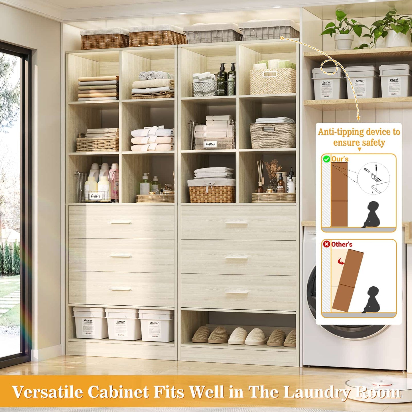 47.2" Modular Closet System Set of 2 with 6 Drawers and 12 Cube Storage