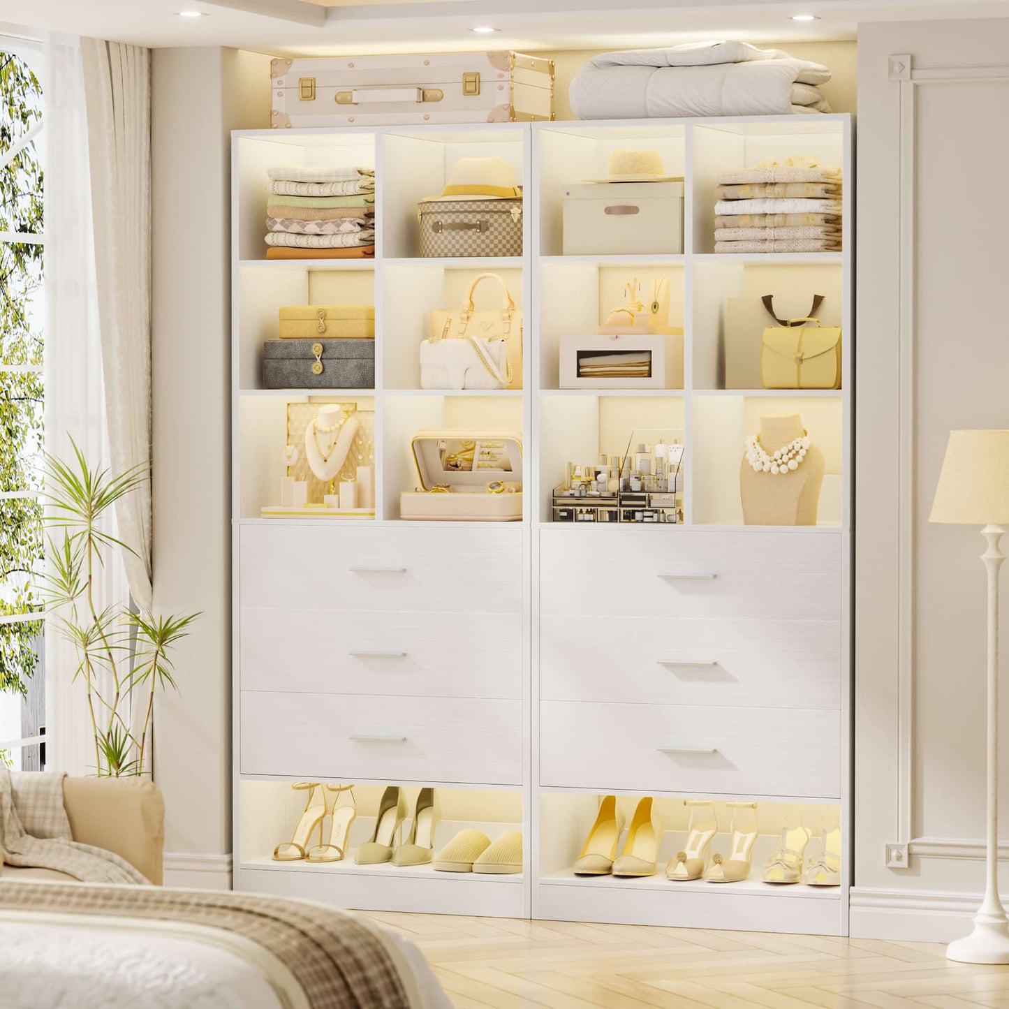 47.2" Modular Closet System Set of 2 with 6 Drawers and 12 Cube Storage