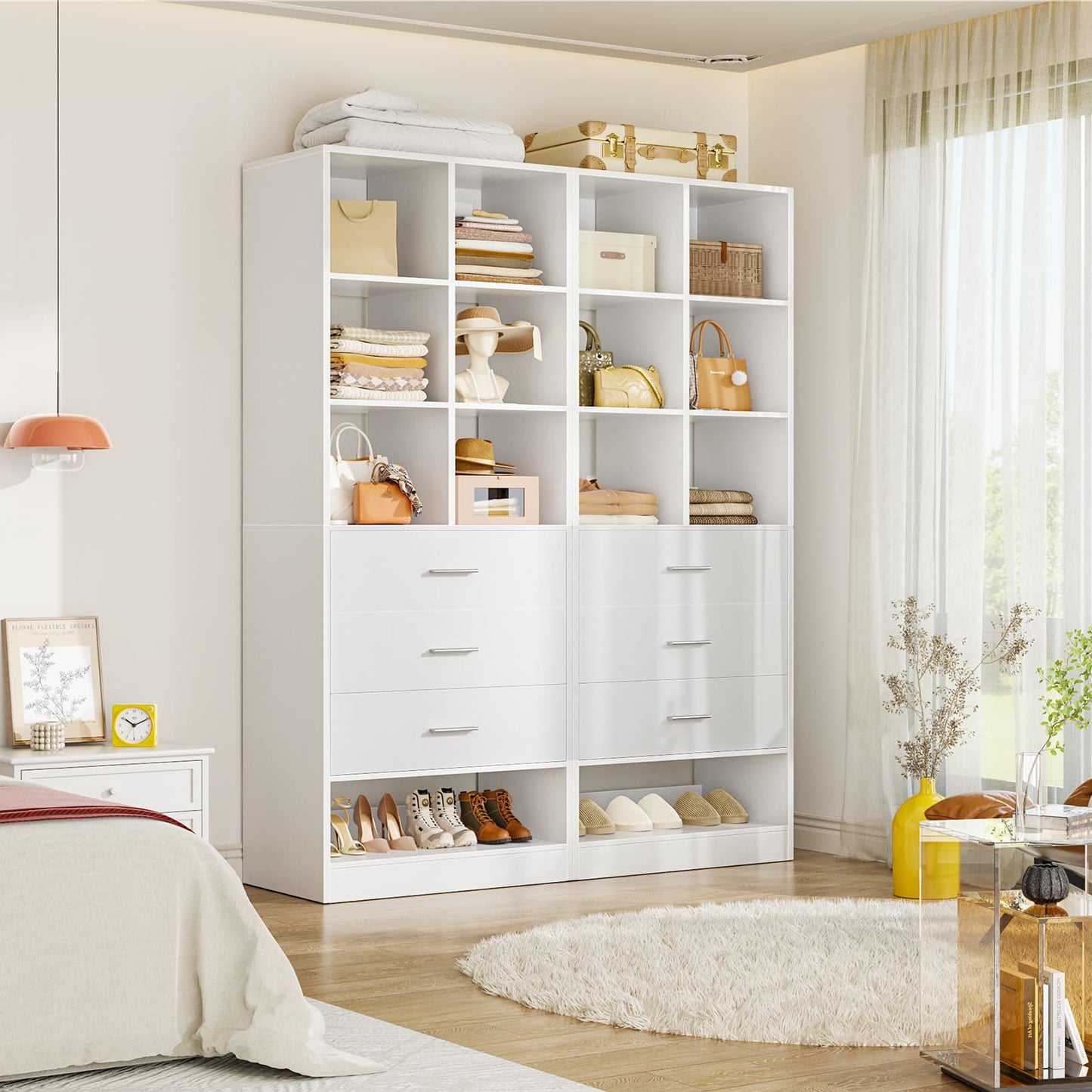47.2" Modular Closet System Set of 2 with 6 Drawers and 12 Cube Storage